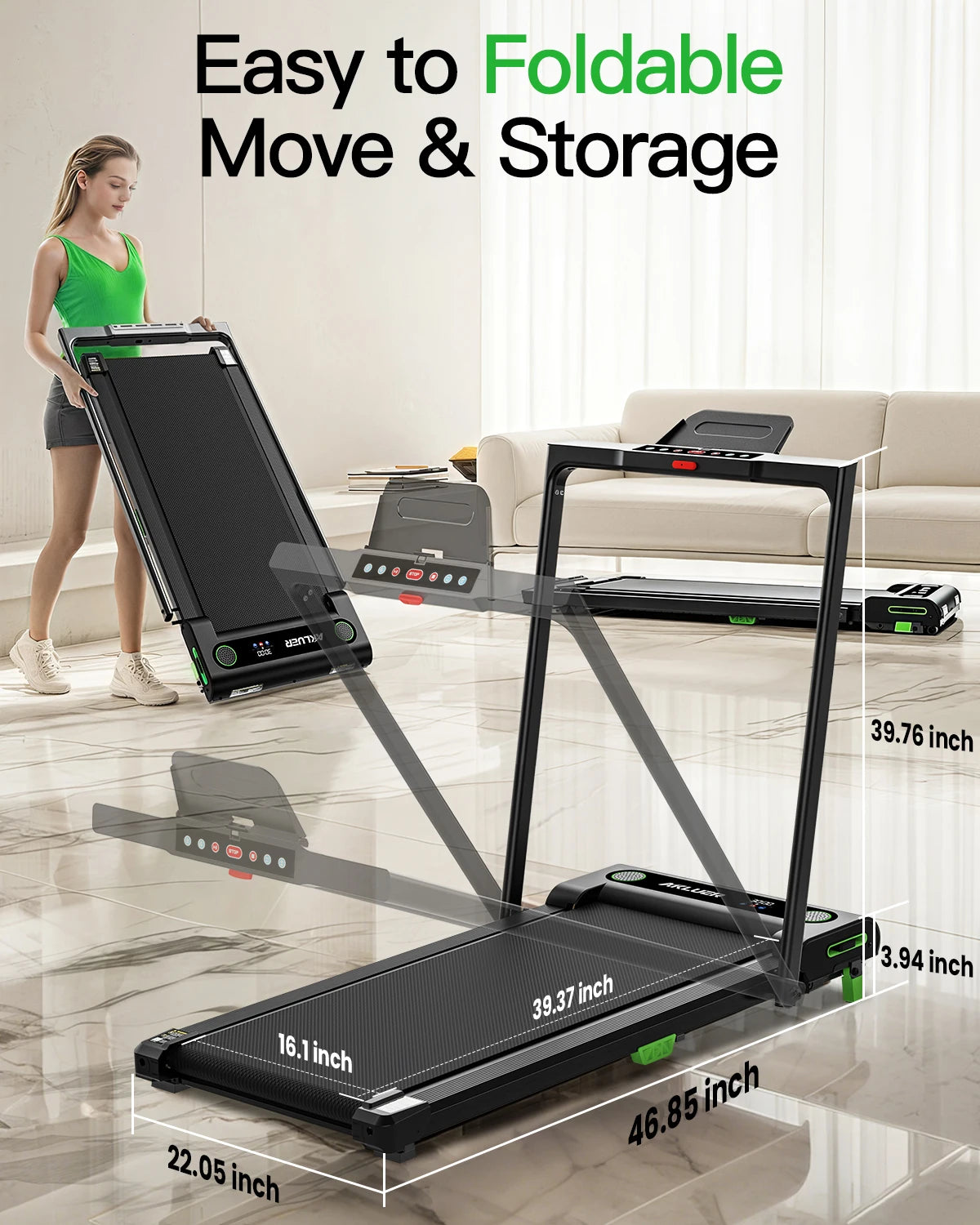 US Stock 2-in-1 Cardio Treadmill Foldable LED Screen Walking Running Machine Electric for Home Office Fitness Dropshipping
