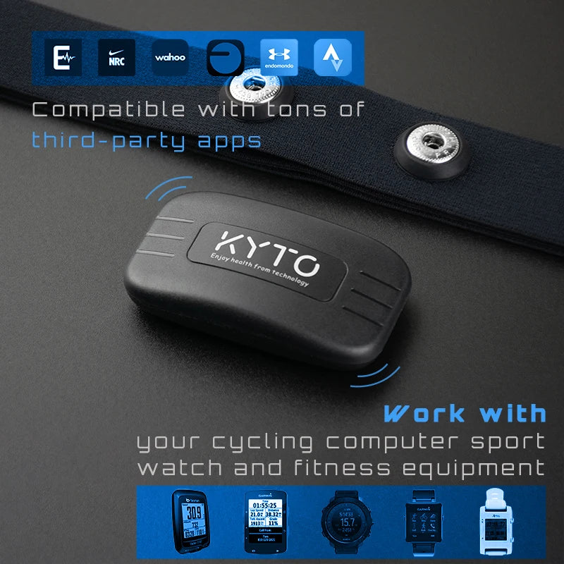 KYTO Heart Rate Monitor Chest Strap Bluetooth 4.0 ANT Belt Fitness Smart Sensor Waterproof  Equipment For Gym Outdoor Sports