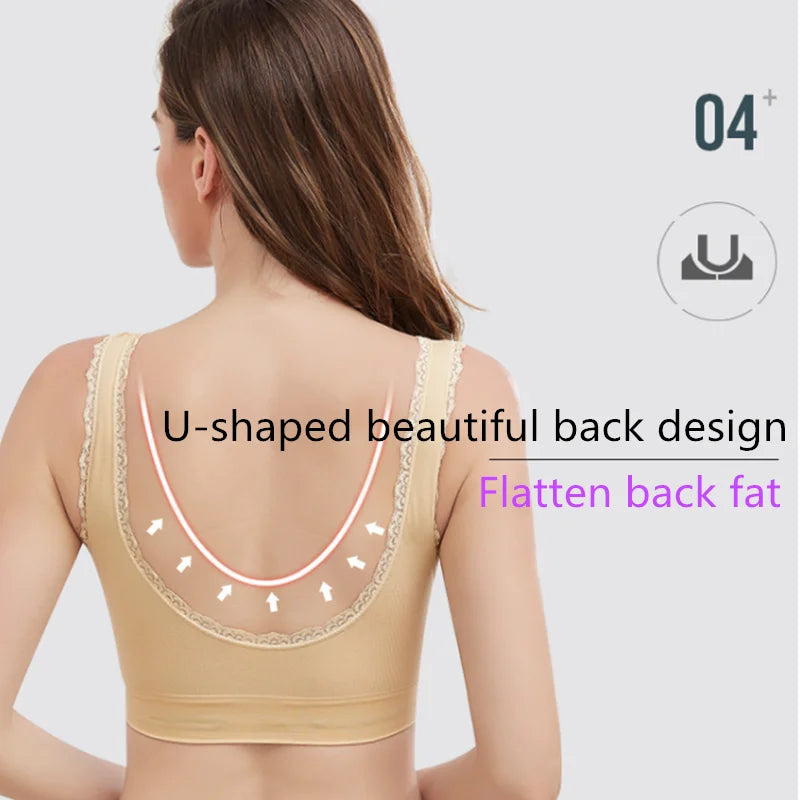 Sports sexy lace underwear breathable bra adjustable push-ups front row cross side buckle side chest running vest