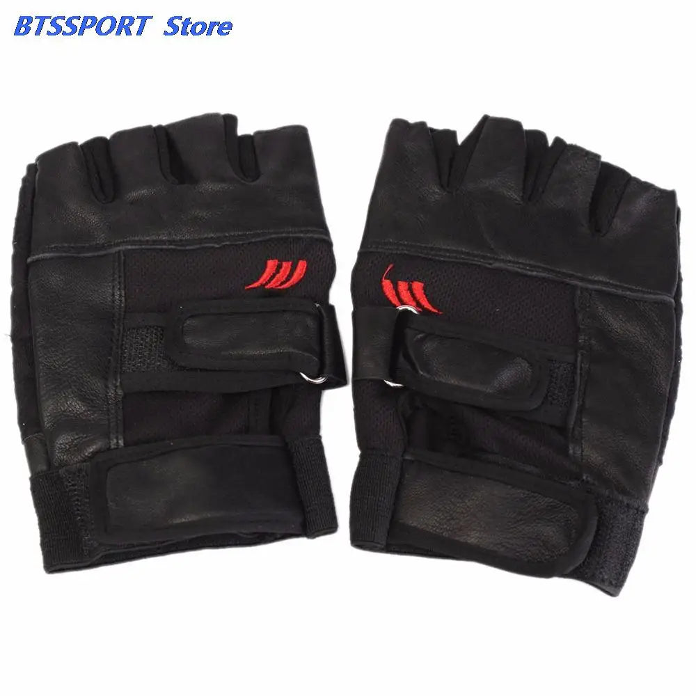 1Pair Men Black PU Leather Weight Lifting Gym Gloves Workout Wrist Wrap Sports Exercise Training Fitness Hot Sale