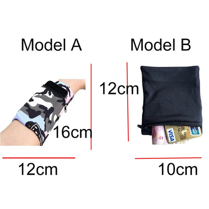 Mini Wristband Sport Bag Gym Wrist Pouch Cycling Badminton Tennis Sweatband Zipper Pocket Running Change Phone Key Wrist Wallet