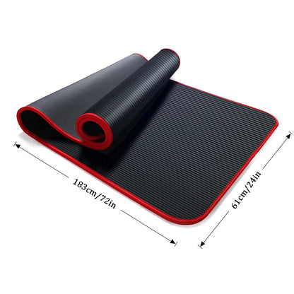 Jusenda 10MM Yoga Mat 183x61cm NBR Fitness Gym Sports Pilates Pads Carpet Edge-covered Tear Resistant Yoga Matt with Bag&Strap