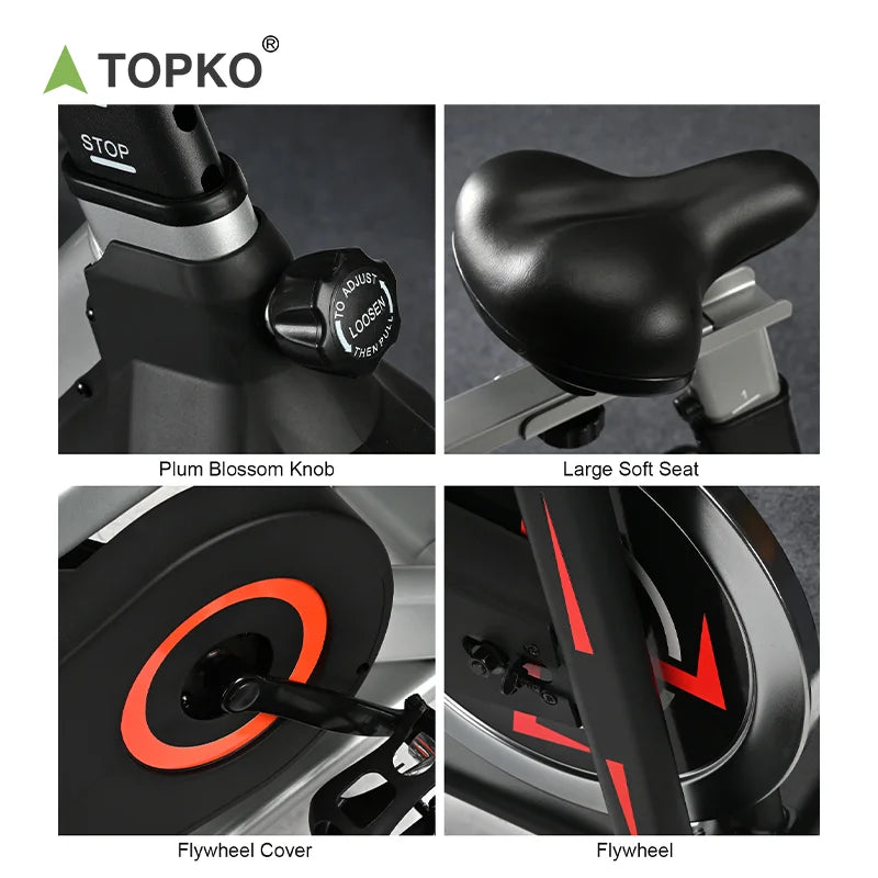 TOPKO US Warehouse Universal Body-building Fitness Spin Bike Comfortable Seat Spinning Bike