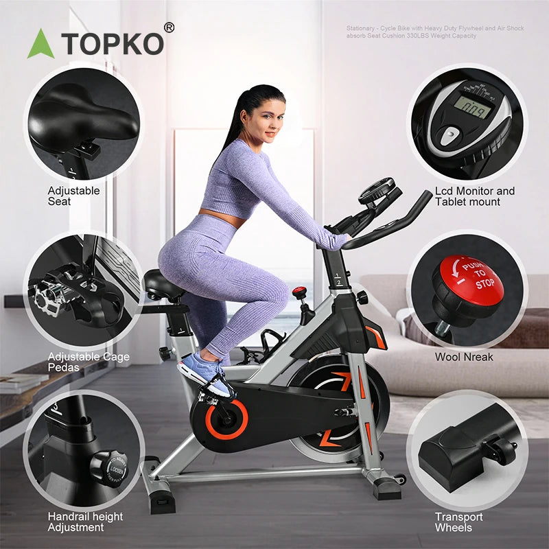 TOPKO US Warehouse Professional Fitness Aerobic Spin Bike Cardio Exercise Commercial Home Gym Training Bike