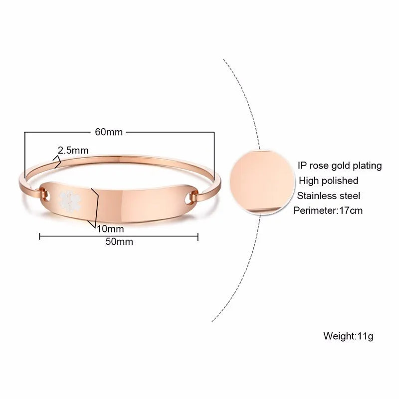 Personalized Women Cuff Bracelet In Rose Golden Type 1 Diabetes Medical Femme Bangle Pulseira Mom Gift