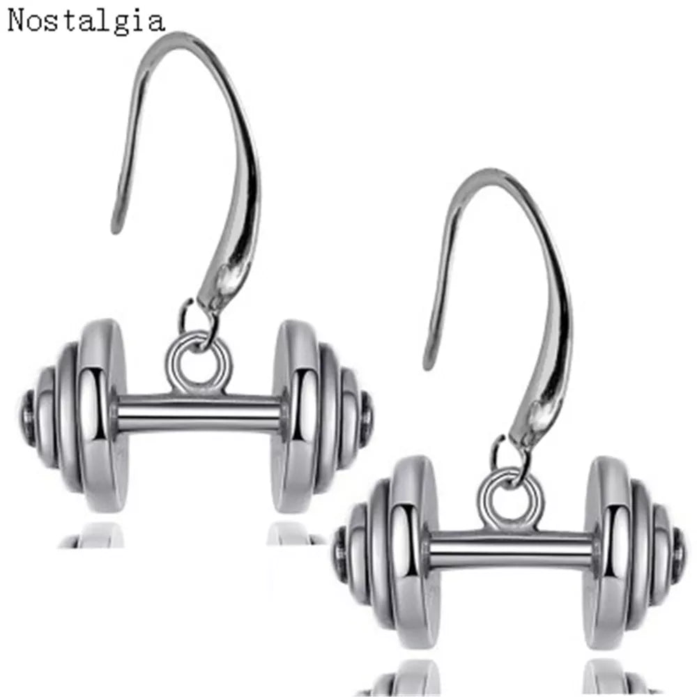 Hot Dumbbell Fitness Earrings Gym Dangle Earrings Bodybuilder Weightlifting Jewelry Women Weightloss Dangle Earrings Free Ship