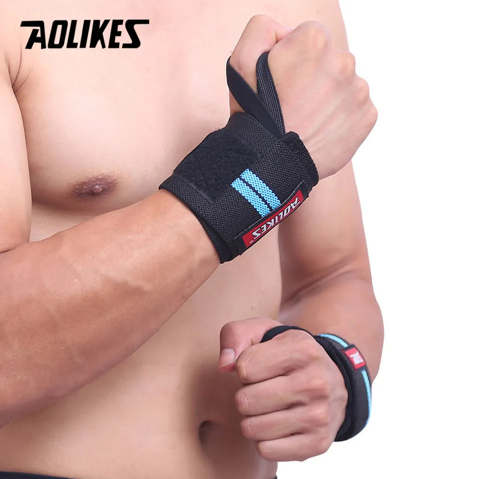 AOLIKES 1PCS Wrist Support Gym Weightlifting Training Weight Lifting Gloves Bar Grip Barbell Straps Wraps Hand Protection