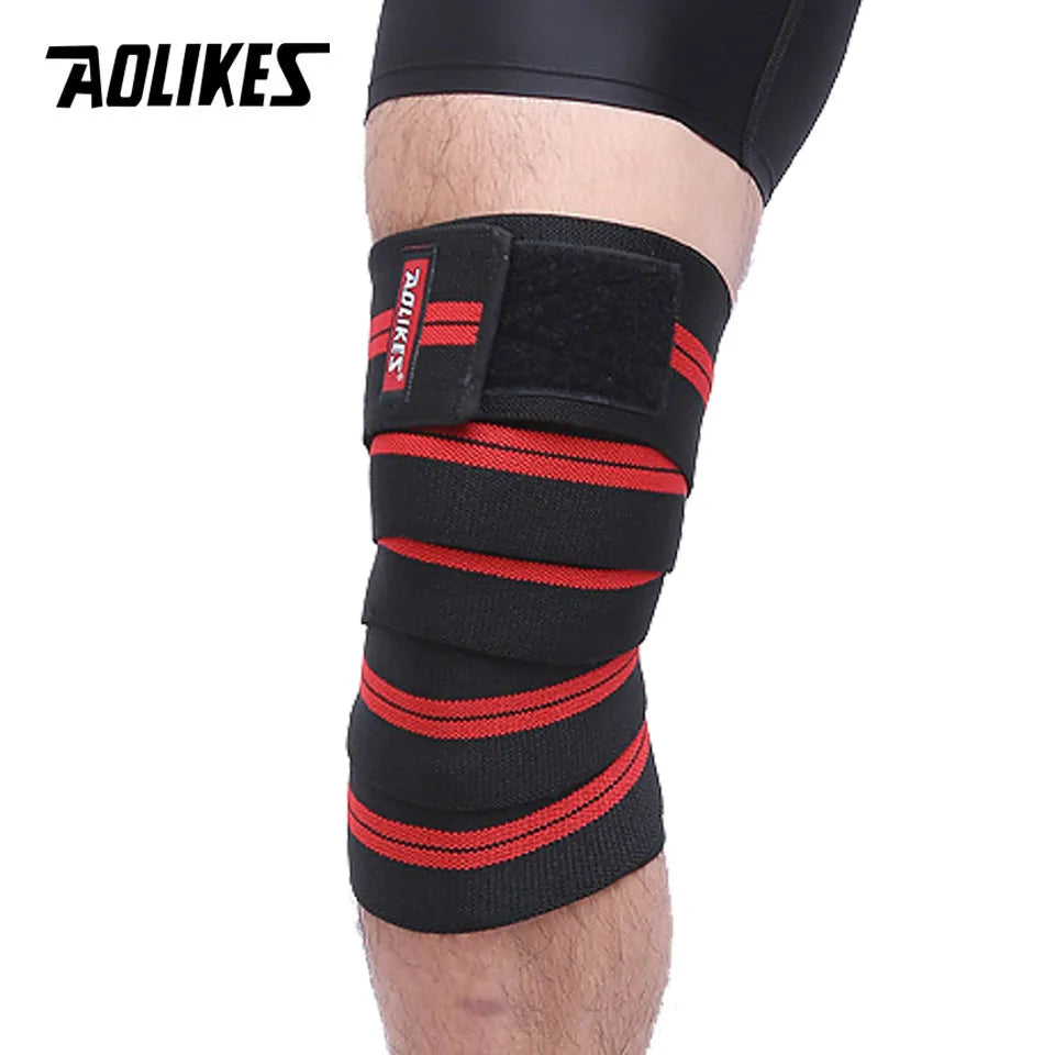 AOLIKES 1PCS 2M*8CM Fitness Pressurized Straps Gym Weight Lifting Leg Knee Compression Training Wraps Elastic Bandages