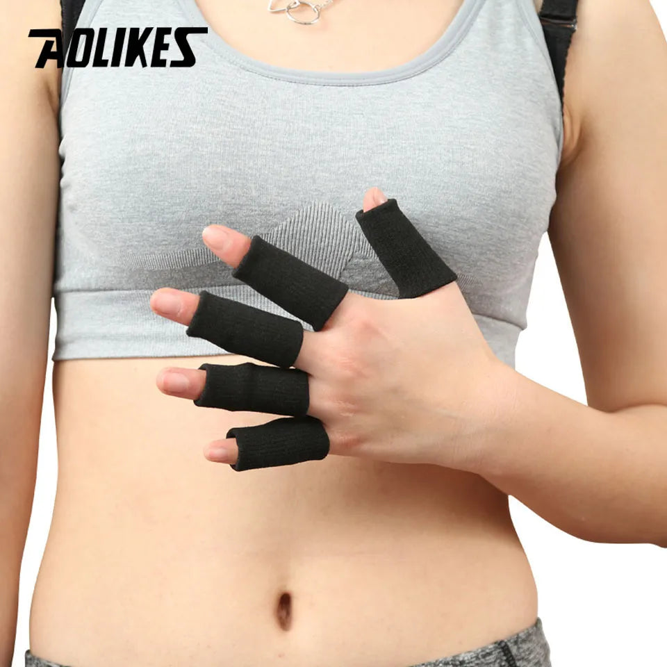 AOLIKES 10PCS/Lot Elastic Finger Sleeves Basketball Sports Safety Thumb Brace Protector For Volleyball Badminton Gym Health Care