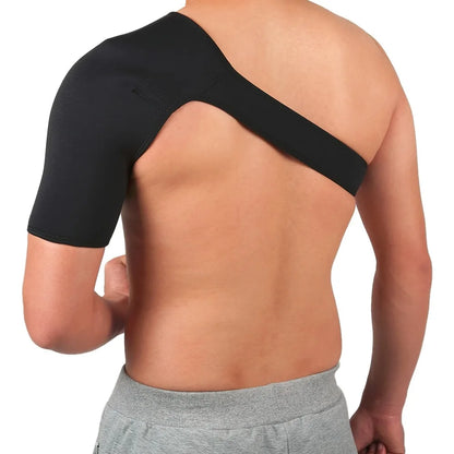 Adjustable Breathable Gym Sports Care Single Shoulder Support Back Brace Guard Strap Wrap Belt Band Pads Black Bandage Men/Women