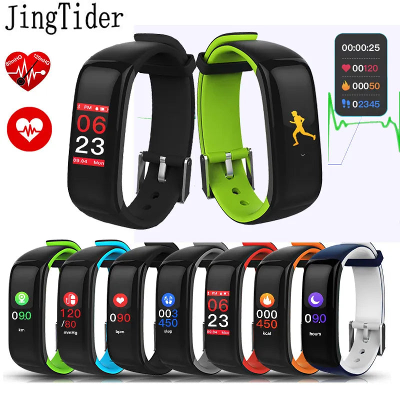 P1 Plus Smart Bracelet 0.96" Color Screen Heart Rate Blood Pressure Monitor Smart Band Wristband Waterproof IP67 Fitness Tracker