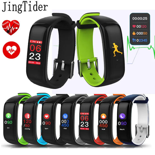 P1 Plus Smart Bracelet 0.96" Color Screen Heart Rate Blood Pressure Monitor Smart Band Wristband Waterproof IP67 Fitness Tracker