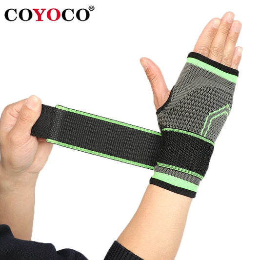 COYOCO Gym Pressurizable Bandage Wrist Support Palm Protector Wristbands 1 Pcs Professional Sports Compressible Brace Black