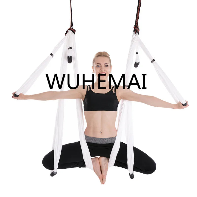 WUHEMAI Anti-gravity Yoga Hammock Swing  Parachute Fabric Inversion Therapy High Strength Decompression Hammock Yoga Gym Hanging