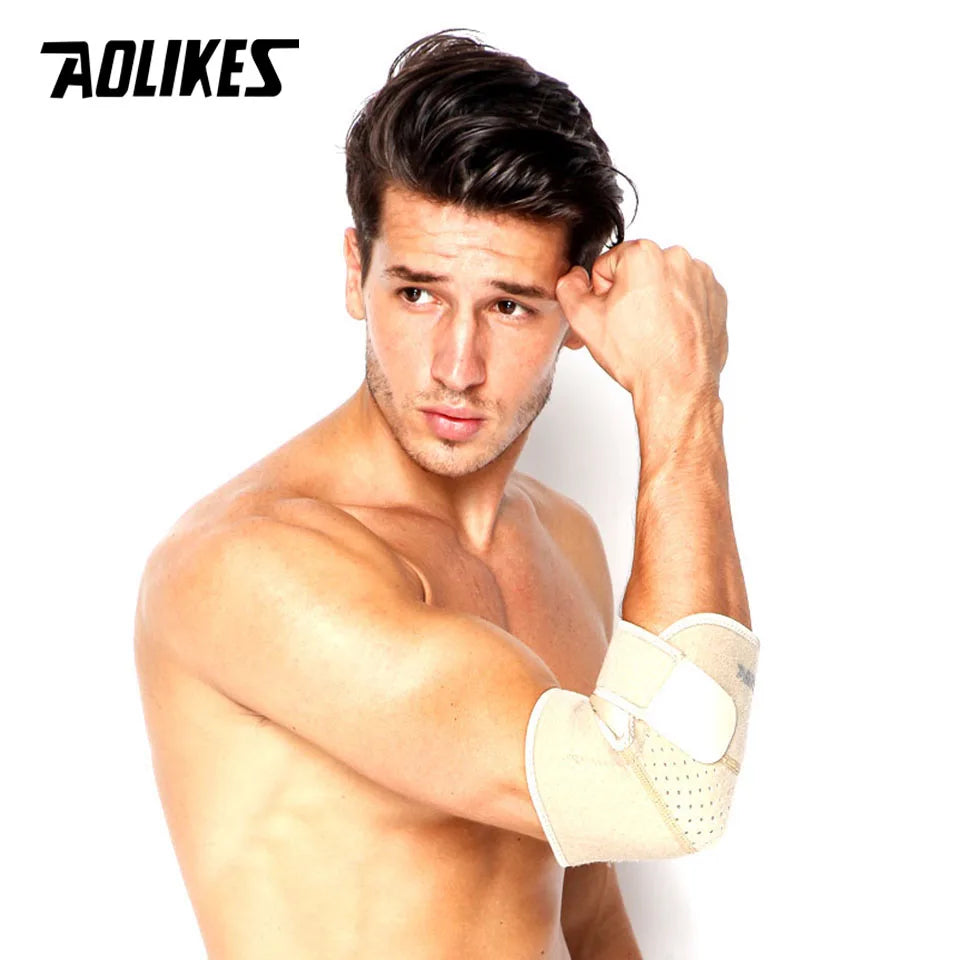 AOLIKES 1PCS Adjustable Breathable Elbow Support Pads Coderas Arm Protective Gear Sports Safety For Badminton Gym Tennis