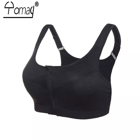 S-5XL Professional Women Plus Size Sport Bra Vest Zipper Front Running Yoga Bra Push Up Shockproof Wirefree Crop GYM Fitness Top