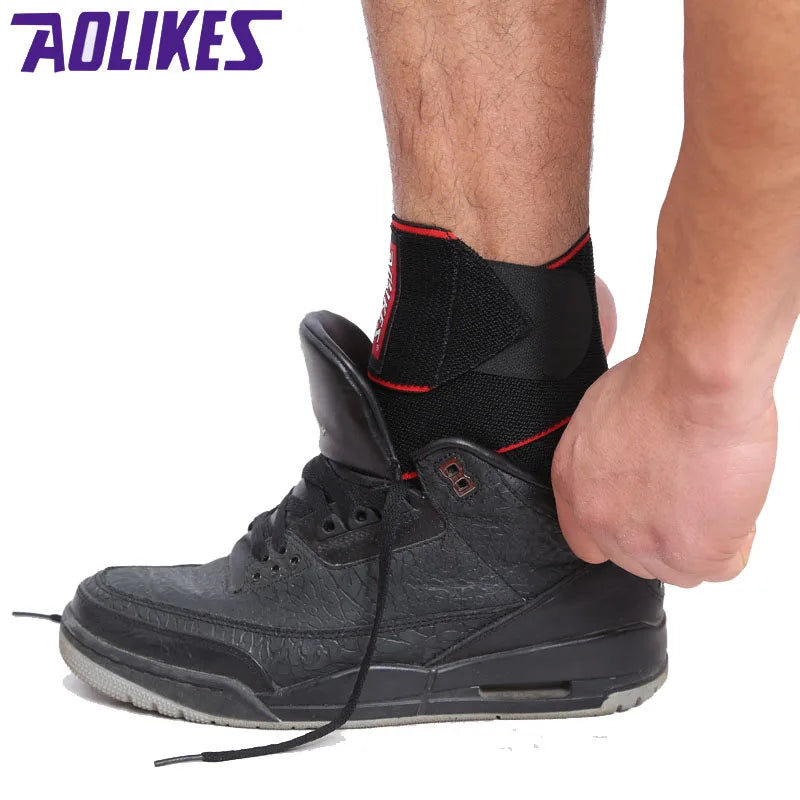 AOLIKES 1PCS Safety Ankle Support Gym Running Protection Black Foot Bandage Elastic Ankle Brace Band Guard Sport Tobilleras