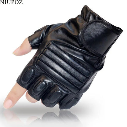 Men's Black PU Leather Tactical Gym Glove Army Military Sport Fitness Cycling Glove Half Finger Driving Glove Guantes Luvas G141