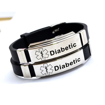 Stainless Steel Engravable Medical Alert Bracelets DIABETES EPILEPSY ALZHEIMER'S ALLERGY SOS Women Men Silicone Bracelet