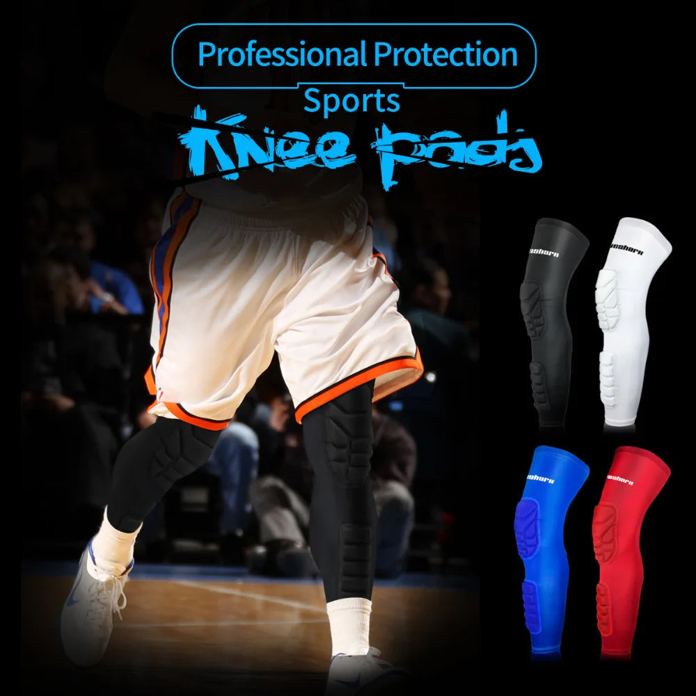 1 Pair Compression MTB Knee Pads Honeycomb Long Basketball Leg Sleeve Men Women Kids Sport Calf Knee Brace Soccer Gym Leggings