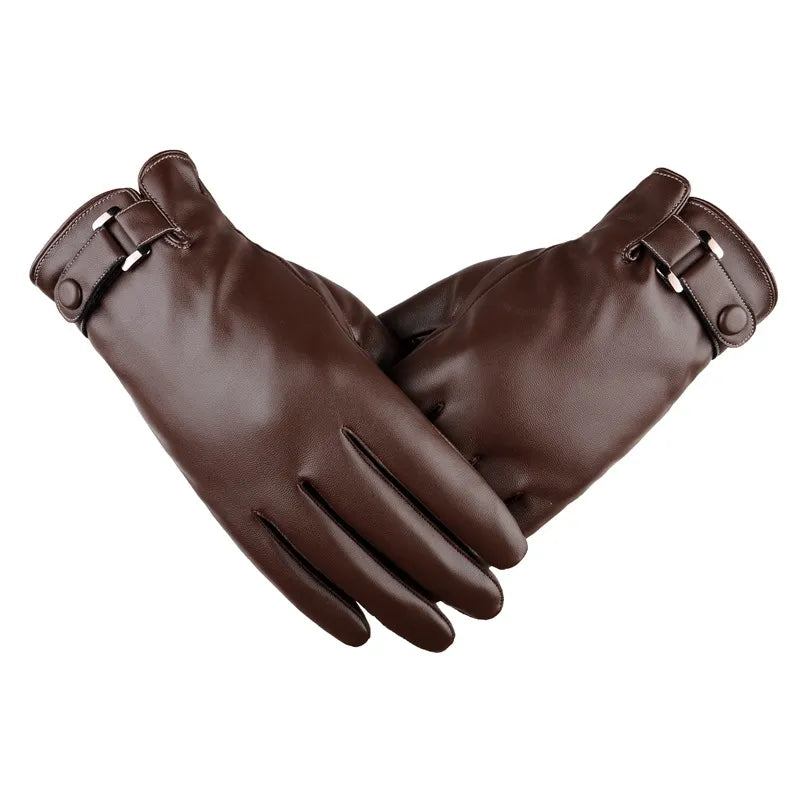 2018 Spring/Winter PU Leather Short Thin/Thick Black/Brown Touched Screen Glove Man Gym Car Driving Mittens