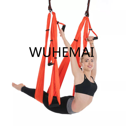 WUHEMAI Anti-gravity Yoga Hammock Swing  Parachute Fabric Inversion Therapy High Strength Decompression Hammock Yoga Gym Hanging