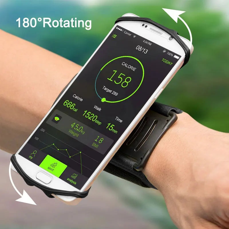 3.5 to 6 inches Running Phone Wristband 180 degree Rotatable Free Hand Bag Belt Wrist Strap Jogging Cycling Gym Arm Band Bag