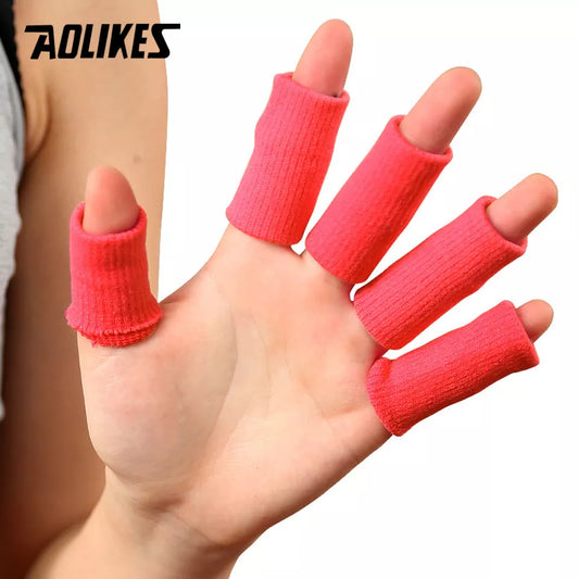 AOLIKES 10PCS/Lot Elastic Finger Sleeves Basketball Sports Safety Thumb Brace Protector For Volleyball Badminton Gym Health Care