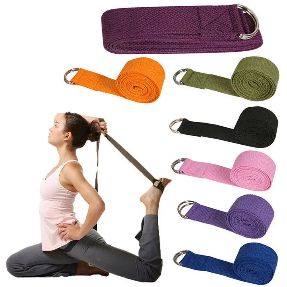 Women Yoga Stretch Strap Multi-Colors D-Ring Belt Fitness Exercise Gym Rope Figure Waist Leg Resistance Fitness Bands Yoga Belt