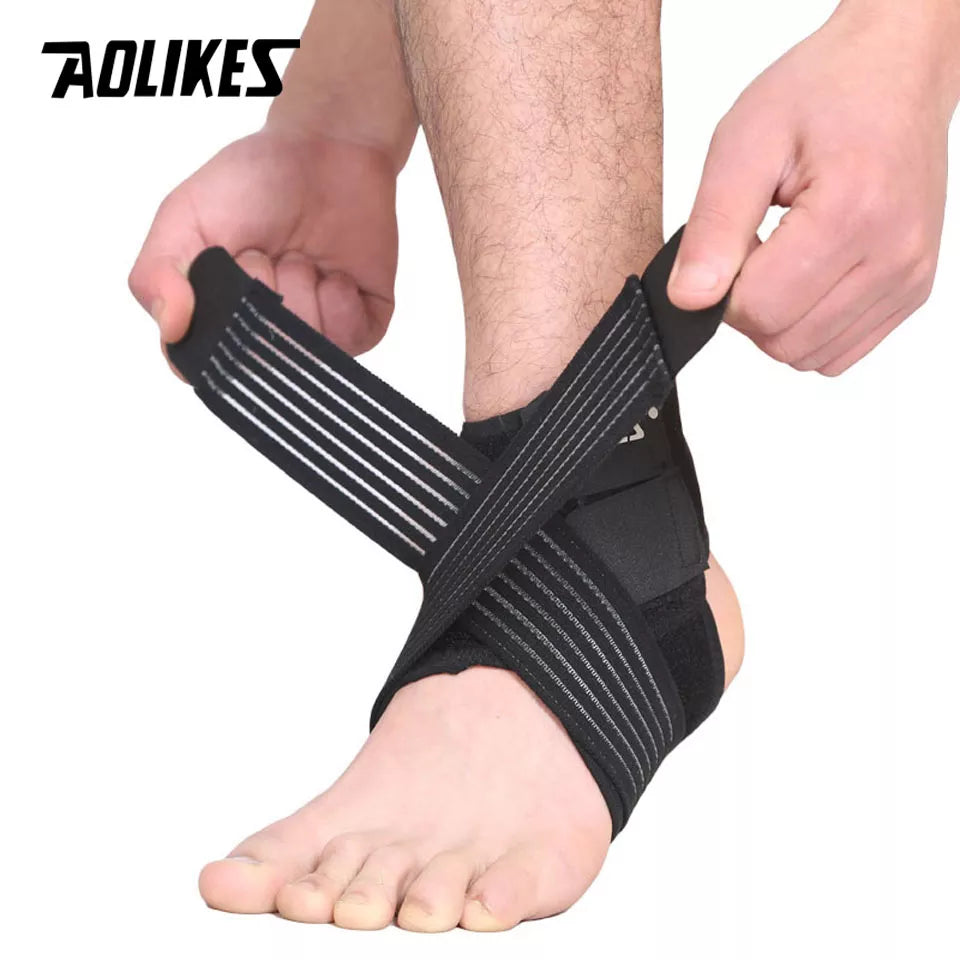 AOLIKES 1 Pair Elastic Strap Ankle Support Brace Badminton Basketball Football Taekwondo Fitness Heel Protector Gym Equipment