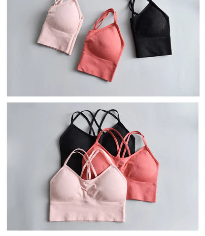 women yoga wireless cross back sports bra quick dry shock proof fitness push up yoga running bra active sportswear vest tops