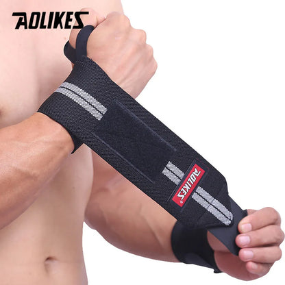 AOLIKES 1PCS Wrist Support Gym Weightlifting Training Weight Lifting Gloves Bar Grip Barbell Straps Wraps Hand Protection