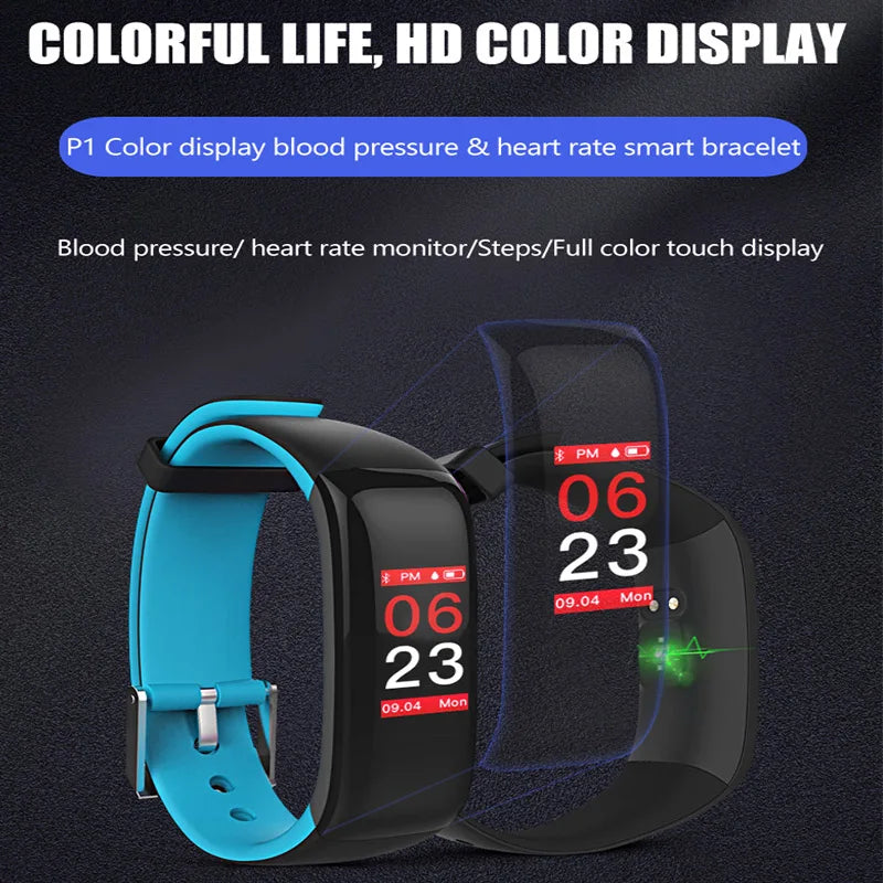 P1 Plus Smart Bracelet 0.96" Color Screen Heart Rate Blood Pressure Monitor Smart Band Wristband Waterproof IP67 Fitness Tracker