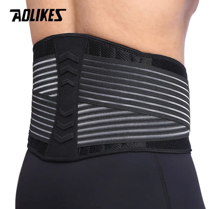 AOLIKES Lumbar Support Waist Back Strap Compression Springs Supporting For Men Women Bodybuilding Gym Fitness Belt Sport Girdles