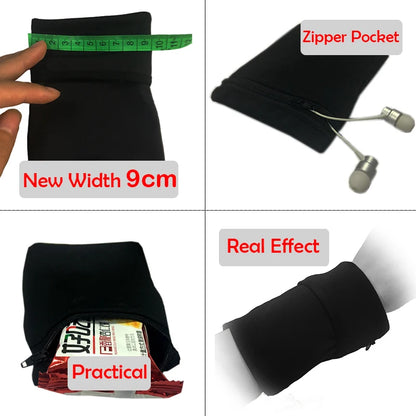 Mini Wristband Sport Bag Gym Wrist Pouch Cycling Badminton Tennis Sweatband Zipper Pocket Running Change Phone Key Wrist Wallet