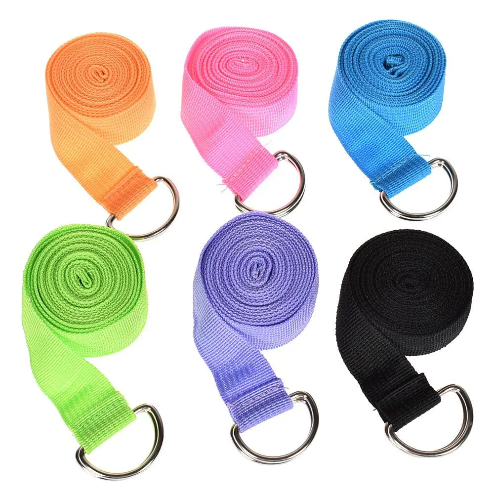 Women Yoga Stretch Strap Multi-Colors D-Ring Belt Fitness Exercise Gym Rope Figure Waist Leg Resistance Fitness Bands Yoga Belt