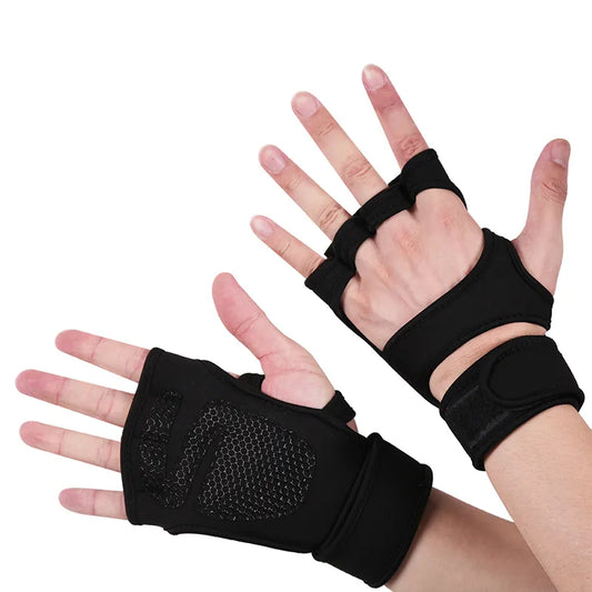 Weight Lifting Fitness Gloves With Wrist Wraps Silicone Gel Full Palm Protection Gym Workout Gloves Power Lifting Equipment