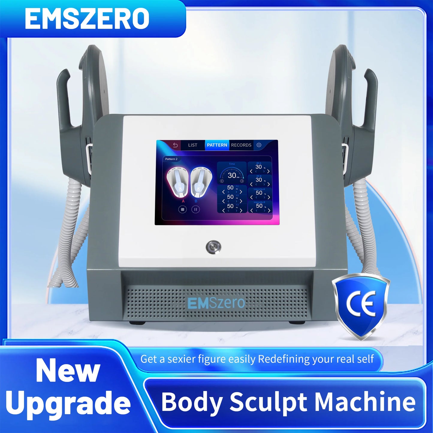 Smart Fitness EMS Muscle Stimulator Body Shaping Sculpting Machine with 2/4 Handles ABS Material Slimming Emszero Device