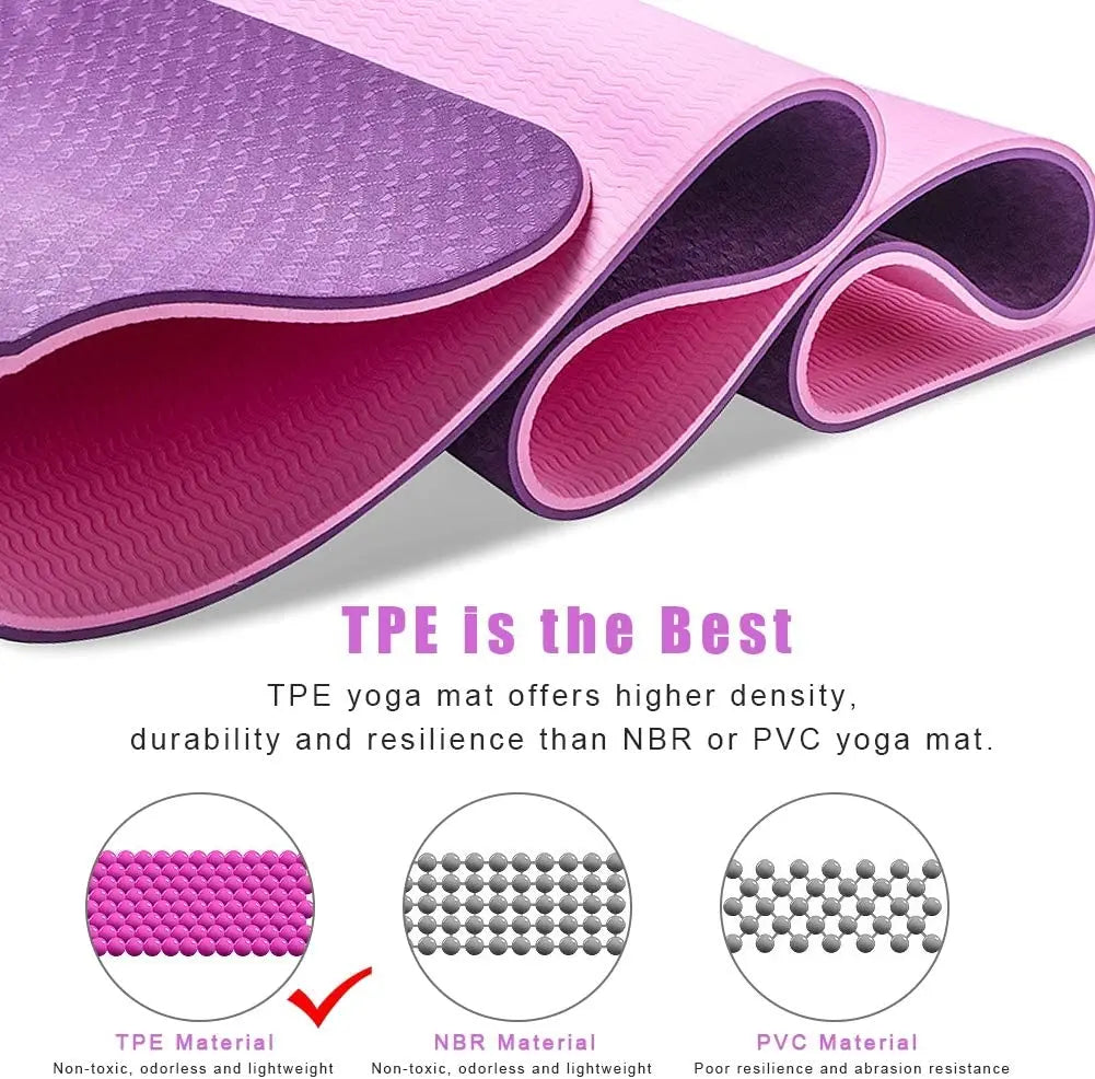 6MM TPE Yoga Mat Anti Slip Sports Fitness Exercise Pilates Gym Colchonete For Beginners