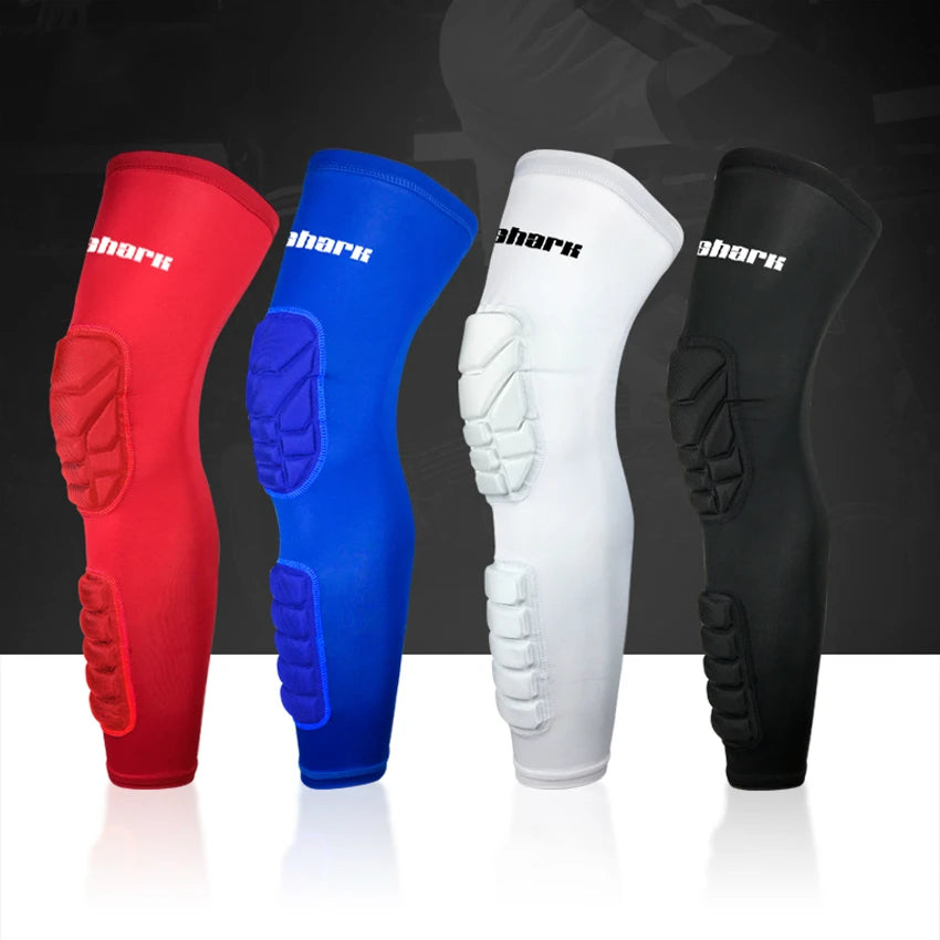 1 Pair Compression MTB Knee Pads Honeycomb Long Basketball Leg Sleeve Men Women Kids Sport Calf Knee Brace Soccer Gym Leggings