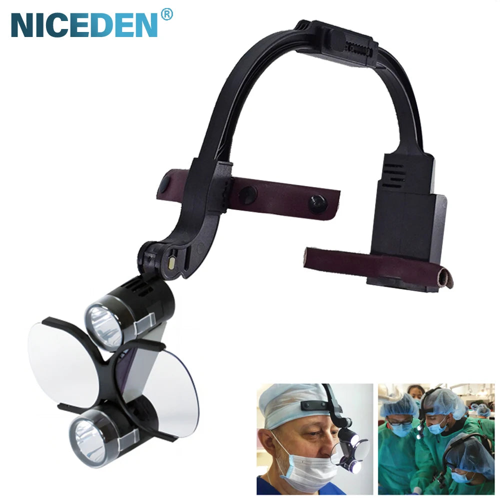 Dental LED Headlight Binocular Loupes 2.5X 3.5X Headband Type 5W Dentist Surgical Headlamp Binocular Magnifier