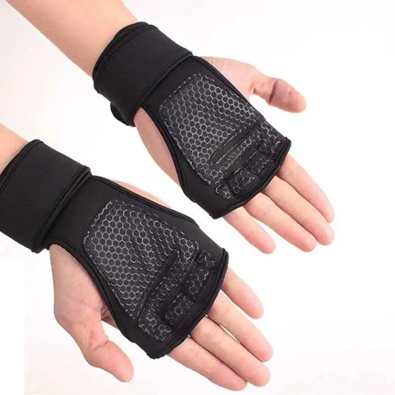 New 1 Pair Weight Lifting Training Gloves Women Men Fitness Sports Body Building Gymnastics Grips Gym Hand Palm Protector Gloves