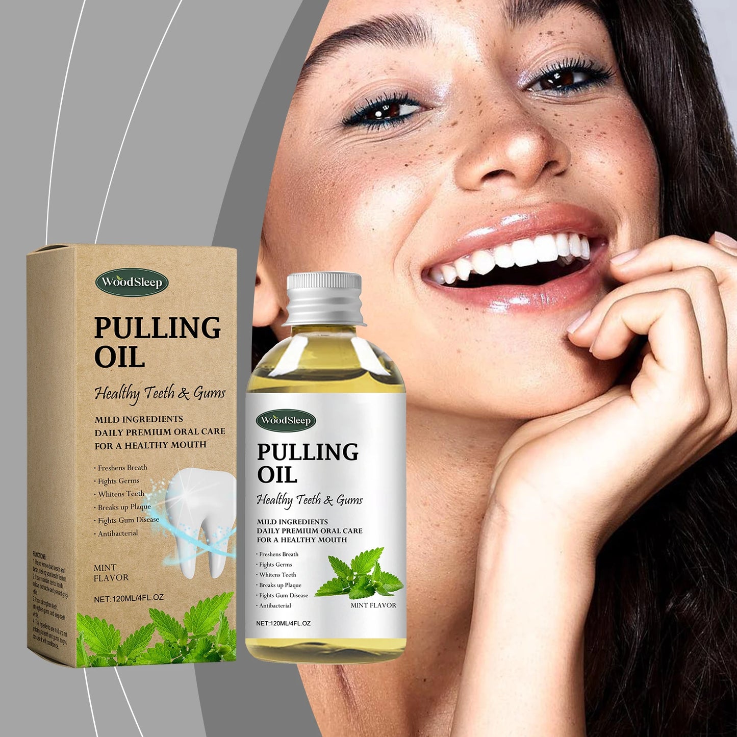 Woodsleep Coconut Mouthwash with Mint Flavor Fresh Breath and Gentle Care Teeth Whitening and Oral Health Mouthcare