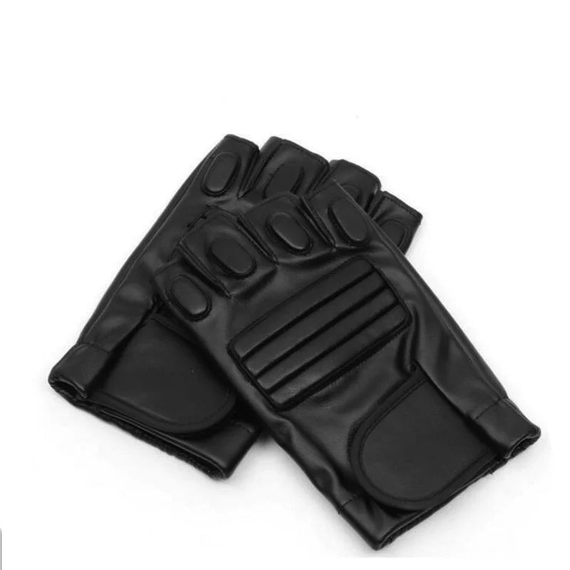 Men's Black PU Leather Tactical Gym Glove Army Military Sport Fitness Cycling Glove Half Finger Driving Glove Guantes Luvas G141