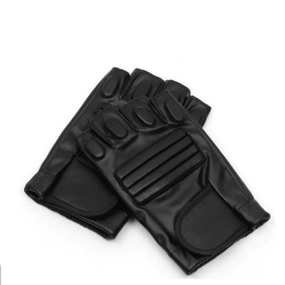 Men's Black PU Leather Tactical Gym Glove Army Military Sport Fitness Cycling Glove Half Finger Driving Glove Guantes Luvas G141