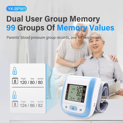 Yongrow Tonometer Automatic Wrist Digital Blood Pressure Monitor Digital lcd Sphgmomanometer Heart Beat Rate Pulse Meter