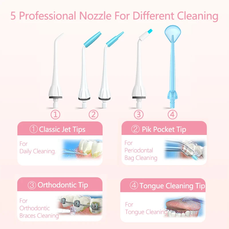 Portable Oral Irrigator 255ml Water Flosser USB Rechargeable Teeth Whitening Dental Irrigators Braces ForTeeth Cleaner