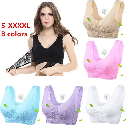 Sports sexy lace underwear breathable bra adjustable push-ups front row cross side buckle side chest running vest