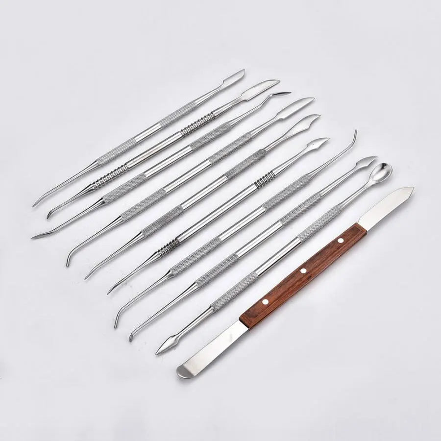 Dental Wax Sculpture Caver Kit 10 PCS/Set Stainless Steel Dentistry Spatula Knife Surgical Carving Tool for Lab Dentist