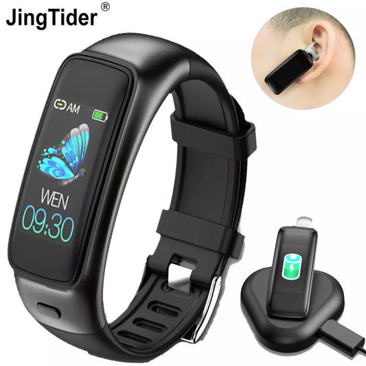 TB02 BT Answer Earphone Smart Bracelet 2 in 1 Noise Reduction with Mic 0.96" Heart Rate Blood Pressure Smart Band Music Headsets